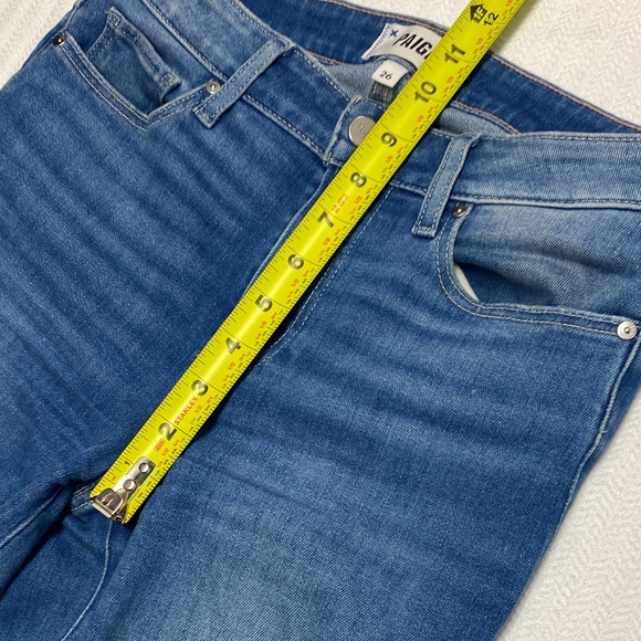 PAIGE Genevieve Flare Jeans | Petite 26 | High Rise Stretch Denim | 29” Inseam - Picture 12 of 16